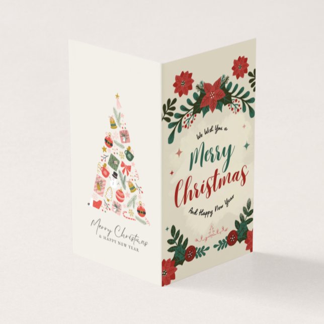 Carte de vœux de Noël design blanc cassé (Outside)