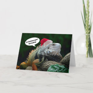 Carte de voeux de Noël d'iguane de Père Noël