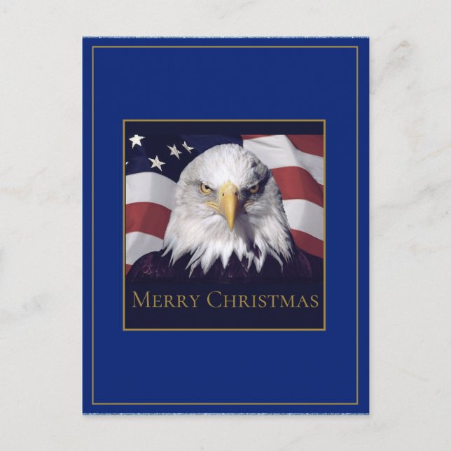 Carte de vœux de Noël Drapeau américain & Aigle (Devant)