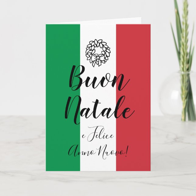 Carte de voeux de Noël drapeau italien | Buon Nata (Devant)