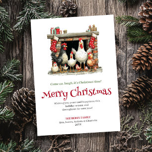 Carte de vœux de Noël drôle aux poulets fantaisist
