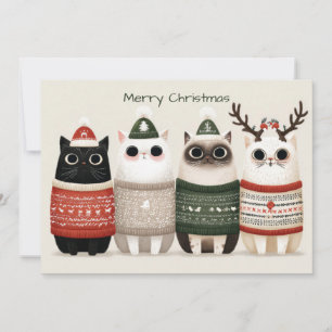 Carte de vœux de Noël drôle avec chat