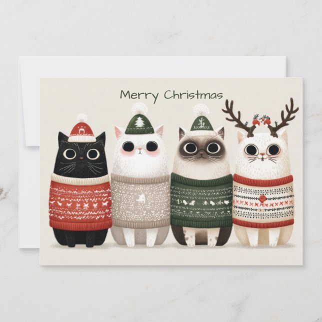 Carte de vœux de Noël drôle avec chat (Devant)