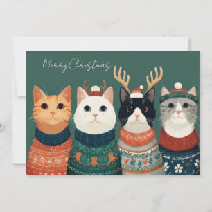 Carte de vœux de Noël drôle avec un chat