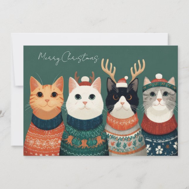 Carte de vœux de Noël drôle avec un chat (Devant)