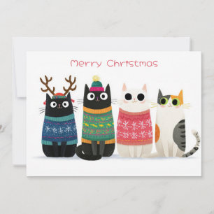 Carte de vœux de Noël drôle de chat
