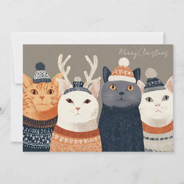 Carte de vœux de Noël drôle de chat (Devant)