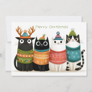 Carte de vœux de Noël drôle de chat
