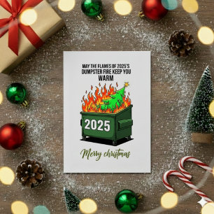 Carte de vœux de Noël drôle "Feu de poubelle 2025"