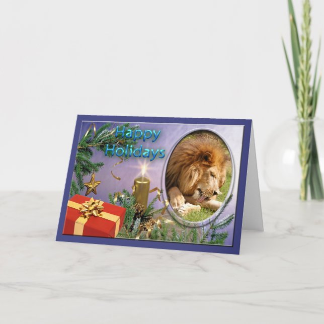 Carte de voeux de Noël du lion africain (Devant)
