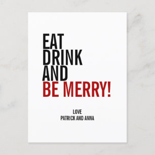 Carte de vœux de Noël Eat Drink & Be Merry
