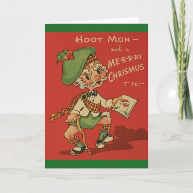 Carte de voeux de Noël écossaise rétro (Devant)