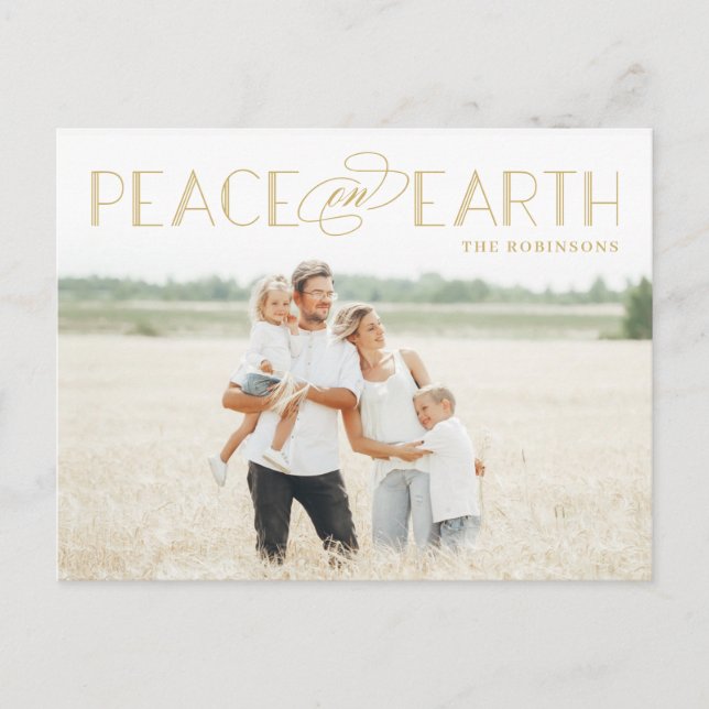 Carte de vœux de Noël éditable couleur Peace on Ea (Devant)