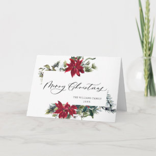 Carte de vœux de Noël Elegant Poinsettia Mistletoe