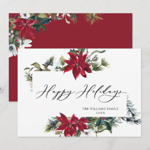 Carte de vœux de Noël Elegant Poinsettia Mistletoe