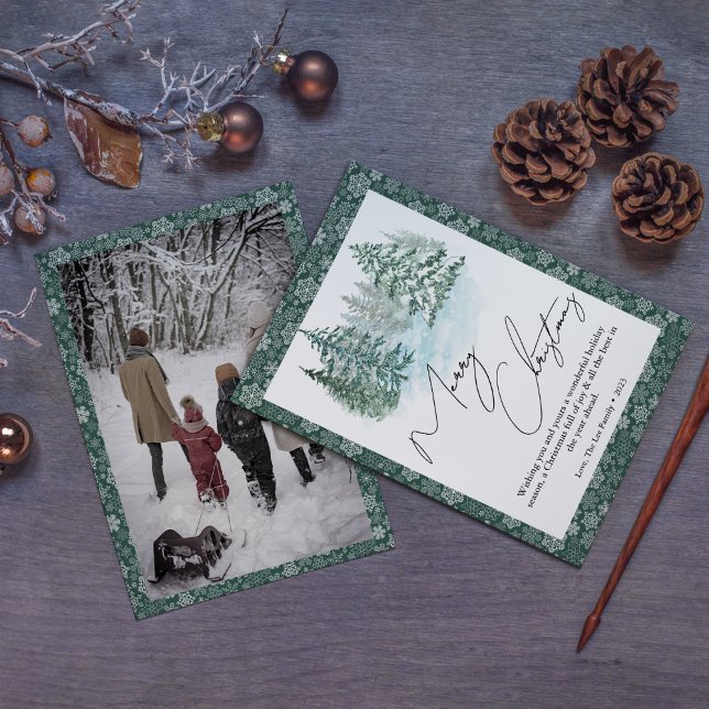 Carte de vœux de Noël élégante avec pins de Noël (Créateur téléchargé)