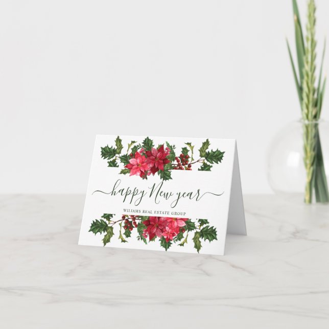 Carte de vœux de Noël élégante avec Poinsettia pou (Devant)