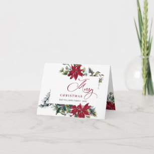 Carte de vœux de Noël élégante poinsettia gui