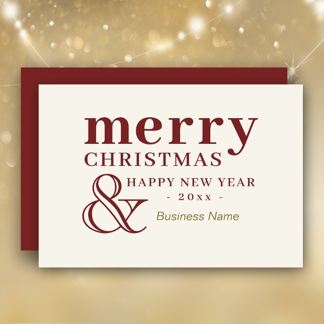 Carte de vœux de Noël élégante pour entreprise  (Stylishly Personalize with Your Business Name & Custom Year.)