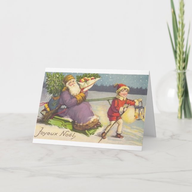 Carte de voeux de Noël en français vintage (Devant)