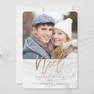 Carte de vœux de Noël en marbre blanc en bronze