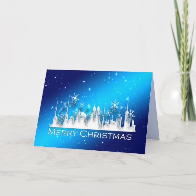 carte de vœux de Noël en ville (Devant)