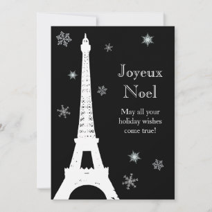 Carte de vœux de Noël enneigée à Paris