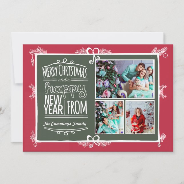 Carte de vœux de Noël et Nouvel An de style tablea (Devant)