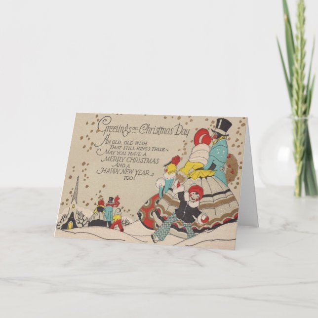 Carte de voeux de Noël et Nouvel An victorien (Devant)
