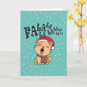 Carte de vœux de Noël Fa La La La La Chat qui chan