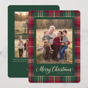 Carte de vœux de Noël familiale Tartan