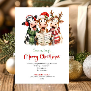 Carte de vœux de Noël fantaisiste et drôle de vach