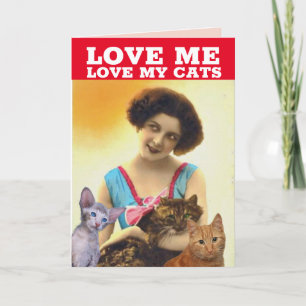 CARTE DE VOEUX DE NOËL FEMME RÉTRO & CHAT