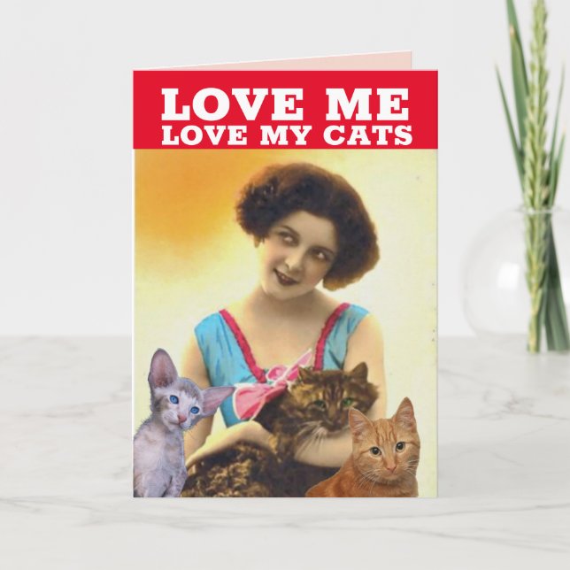 CARTE DE VOEUX DE NOËL FEMME RÉTRO & CHAT (Devant)