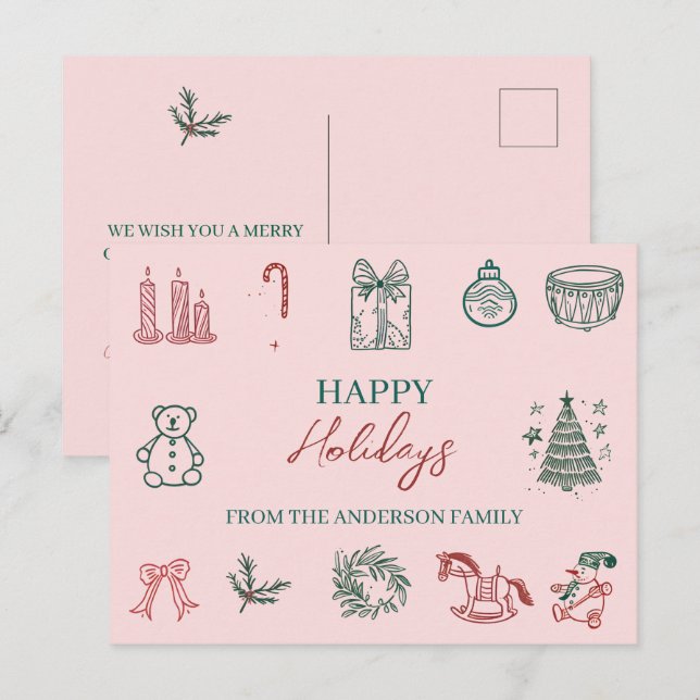Carte de vœux de Noël festive (Devant / Derrière)