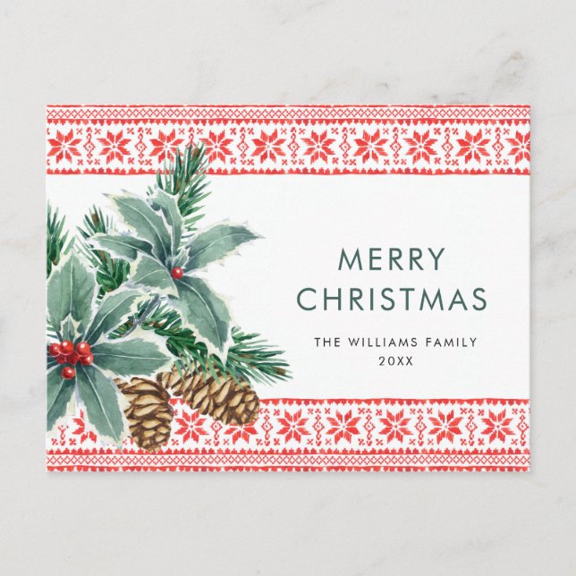 Carte de vœux de Noël festive à la baie de houx (Devant)