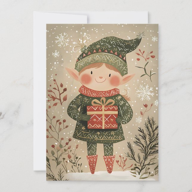Carte de voeux de Noël Festive Gnome de Noël (Devant)