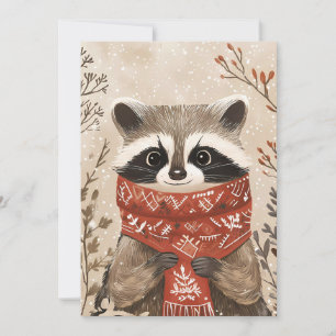 Carte de voeux de Noël festive Racoon