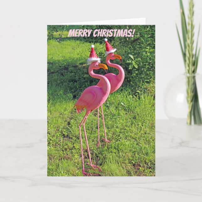 Carte de voeux de Noël Flamant rose amusant! (Devant)