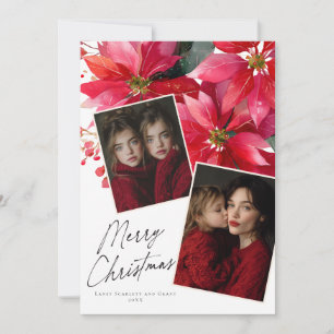 Carte de vœux de Noël fleur de Poinsettia
