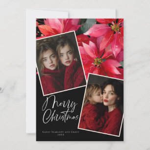 Carte de vœux de Noël fleur de poinsettia
