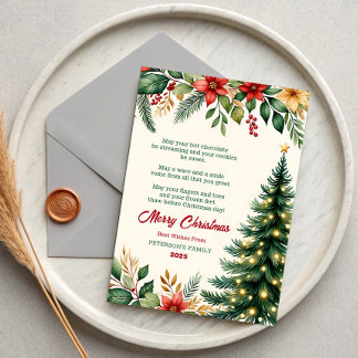 Carte de vœux de Noël florale à l'aquarelle