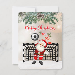 Carte de vœux de Noël Football Santa Football