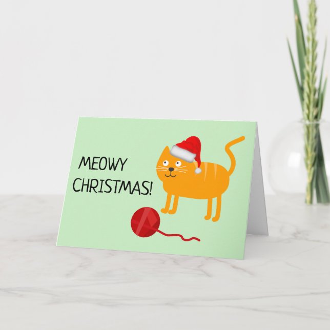 Carte de voeux de Noël Fun Orange Cat Meowy (Devant)