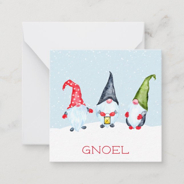 Carte de vœux de Noël Gnomes Gnoel (Devant)