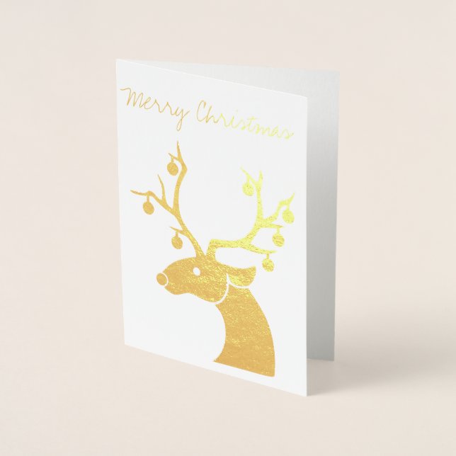 Carte de voeux de Noël Gold Foil Reindeer (Devant)