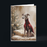 Carte de voeux de Noël Greyhound Dog<br><div class="desc">Vivez un tourbillon de vacances amusant avec ce chien de Noël de conception ludique! Plein d'énergie festive,  il capture la joie de la saison avec un thème fantasque et chaleureux,  parfait pour répandre la joie.</div>