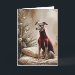 Carte de voeux de Noël Greyhound Dog<br><div class="desc">Vivez un tourbillon de vacances amusant avec ce chien de Noël de conception ludique! Plein d'énergie festive,  il capture la joie de la saison avec un thème fantasque et chaleureux,  parfait pour répandre la joie.</div>
