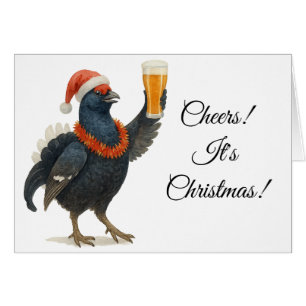 Carte de vœux de Noël Grouse, chapeau de Père Noël