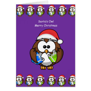Carte de voeux de Noël hibou personne enfants
